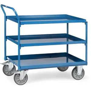 Fetra Tischwagen 4930, Metall, 3 Etagen, 400kg Tragkraft - Robuster Tischwagen mit 3 Etagen und 400 kg Tragkraft, ideal für Lager und Werkstatt. Made in Germany, mit langlebigen TPE-Rollen für einfache Mobilität.