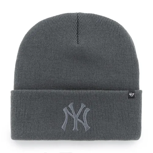 '47 Brand MLB Oversized Cuff Beanie - Charcoal New York - Unisex Beanie aus leichtem, isoliertem Acryl, ideal für Freizeit und Sport im Winter. Stylisches MLB-Logo und wärmender TurnUp-Stil.