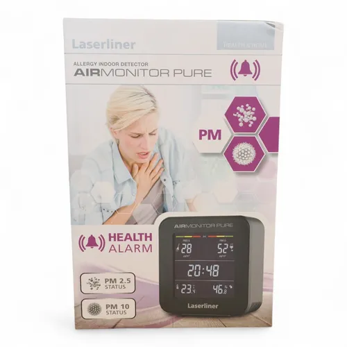 Laserliner Luftqualitätsmessgerät 082.431A mit Ampel und Alarm - Materialfeuchtemessgerät zur Messung von Feinstaub, Temperatur und Luftfeuchtigkeit. Mit Ampelanzeige und Alarmfunktion für eine sofortige Luftqualitätsüberwachung.
