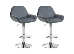 CLP 2er Set Barhocker Braga - Höhenverstellbar & Drehbar - Moderne Barhocker mit bequemem Samtbezug und robustem Metallgestell. Ideal für Küche und Bar, stufenlos höhenverstellbar und 360° drehbar für optimalen Komfort.