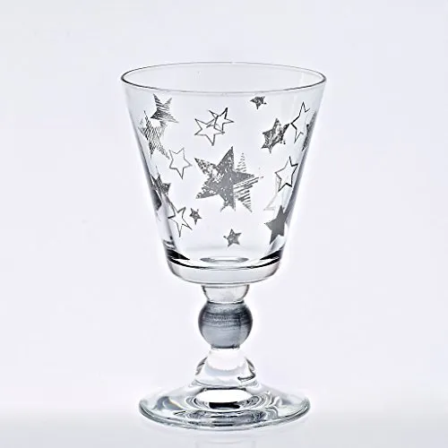 CRISTALICA Weinglas Weinkelch Weißweinglas Stars Okt Silber 120 ml Moderner Zeitloser Style