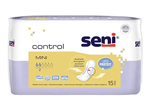 Karton Seni Control Mini (20x15 Stück) - Inkontinenzeinlagen für optimale Sicherheit und Komfort, ideal für aktive Nutzer, die Wert auf Diskretion legen.