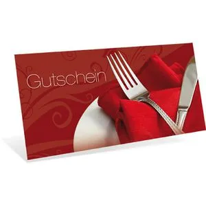notizblock24 Gutscheinkarte Romantik, 19 x 9cm, Motiv: Besteck, 10 Stück