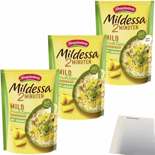 Hengstenberg Mildessa Mildes Sauerkraut mit Ananas 3x400g Beutel usy Block