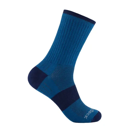 Wrightsock Wandersocke Crew Escape azurblau - Doppellagige Sportsocken mit extra Frottee-Polsterung für optimalen Komfort und Blasenfreiheit bei langen Wanderungen und Wintersport. Ideal für kalte Temperaturen!