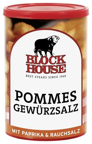 Produktbild Block House Pommes Gewürzsalz – Würzmischung mit Paprika und feiner Rauchnote für knusprige Pommes Frites & Kartoffelgerichte, 280 g Dose