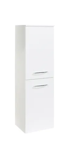 Florida Midischrank 40cm - Hochglanz Weiß - Hoch- & Midischränke fürs Bad mit stilvoller hochglanz weißer Front, 2 dämpfenden Türen und wechselbarem Türanschlag - Qualität Made in Germany.
