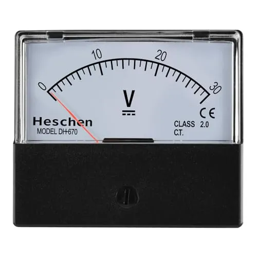 Heschen Voltmeter, rechteckig, analoge Anzeige, Volt-Spannungsprüfer Modell 670, DC 0-30 V, Klasse 2.0.