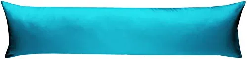 Bettwaesche-mit-Stil Mako-Satin Seitenschläferkissen Bezug aus 100% Baumwolle (Baumwollsatin) Uni/einfarbig (40 cm x 145 cm, Türkis) viele Farben & Größen