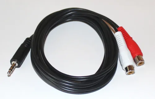  2m Audio-Kabel 2x Cinch-Buchse auf 1x Klinken-Stecker 3,5 mm Stereo 1,45€/m