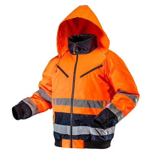 NEO TOOLS Thermo Warnschutzjacke EN 20471 - Arbeitsjacke aus 100% Polyester mit Thermoschicht, 1000 mm wasserdicht und reflektierenden Einsätzen für optimale Sichtbarkeit bei schlechten Lichtverhältnissen.