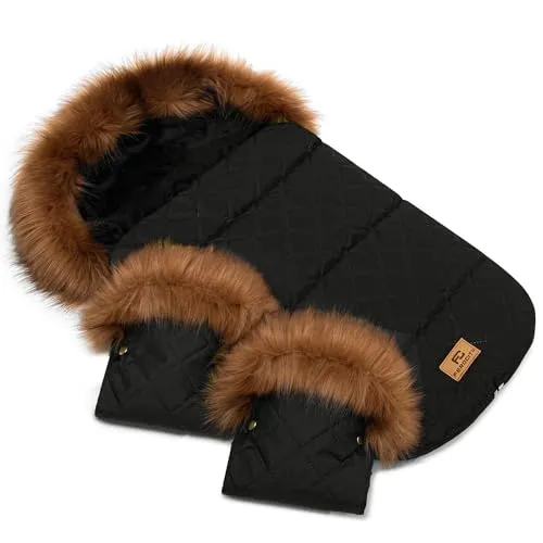 Baby Fußsack Minky WinterFußsack mit Handmuff SET für Kinderwagen - Fußsäcke für Kinderwagen, wasserabweisend und warm, ideal für kalte Tage. Mit zwei Reißverschlüssen verwandelt sich der Schlafsack in eine Wickelunterlage.