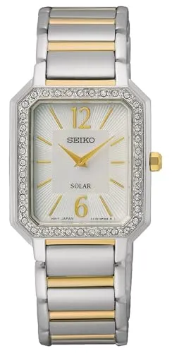 Seiko Damen Analog Quarz Uhr SUP466P1 - Elegante Armbanduhr mit Goldauflage, kratzfestem Hardlexglas und wasserdicht bis 30 Meter – ideal für stilbewusste Damen.