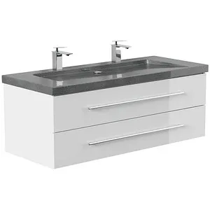 Badmöbel Granit G654 YAMO 130 cm - Elegantes Badmöbel mit SoftClose - Badezimmer: Hochwertiges Badmöbel mit Granitwaschbecken und SoftClose-System, ideal für modernes Design und Langlebigkeit.