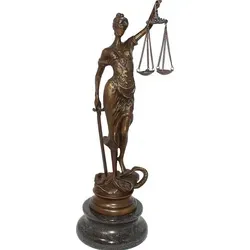 Bronzeskulptur Justitia Göttin der Gerechtigkeit Bronzefigur Handarbeit Signiert