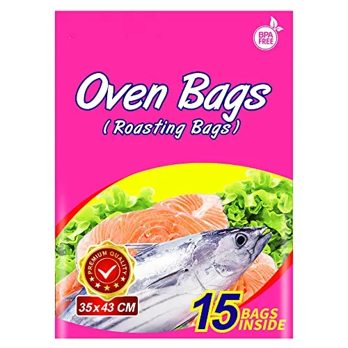 NEWKOBAG 15 × Bratenbeutel zum Kochen, Braten, mittlere Größe für Fleisch, Huhn, Fisch, Gemüse (1, 35 x 43 cm)