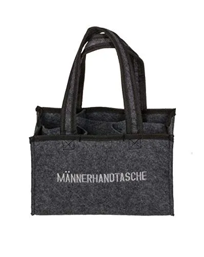 Idealtrend Bierträger Männer Handtasche für 6 Flaschen 0,5l Filz Tasche JGA Flaschenträger