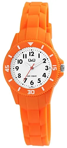 Produktbild Q&Q Kinder-Uhr Lernuhr Silikon Dornschließe 10 Bar Analog Quarz V26A-00XVY (orange)