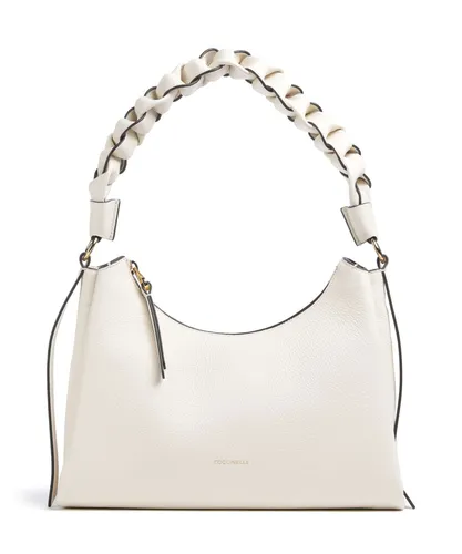 Coccinelle Boheme Grana Double Schultertasche - Damen - Elegante Schultertasche aus genarbtem Leder in perl- und cognacfarben, ideal für stilvolle Auftritte und den täglichen Gebrauch.