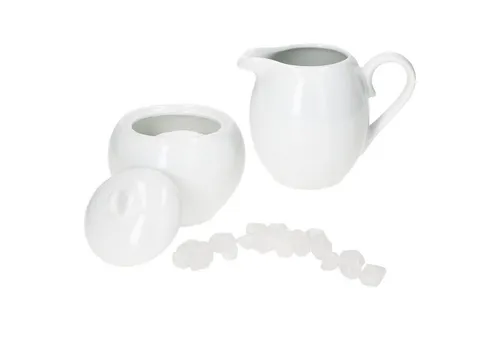 MamboCat Milch- und Zuckerset 2tlg. Set Tommy Milchkännchen & Zucker-Dose + Deckel weiß Porzellan, Porzellan