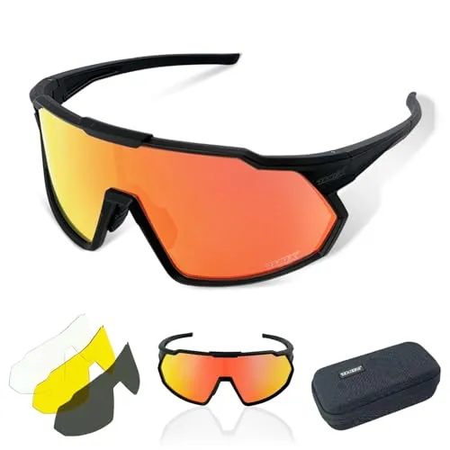 TWO-X Speed Sportbrille unisex Fahrrad-Brille Spiegel Rad-Sonnenbrille Full schwarz irridium