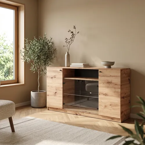 Masseno Kommode NATURIO 160 cm – Modernes Sideboard mit 4 Türen