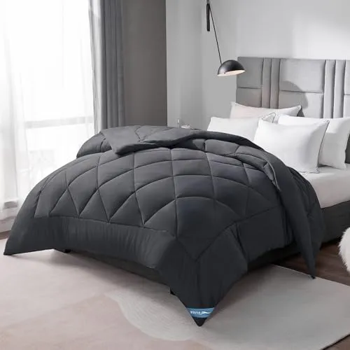 WAVVE Bettdecke 155x220 cm Ganzjahresdecke 4 Jahreszeiten, Steppdecke 300gsm Mikrofaser 155x220cm, Super Weiche Decke Zudecke Schlafdecke Atmungsaktive 155 x 220 Grau