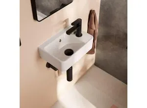 hansgrohe Xanuia Q Handwaschbecken 360/250 mit Hahnloch - Wandhängendes Badkeramik-Handwaschbecken in elegantem Weiß, inklusive Überlauf für sicheren Wasserstau und einfache Reinigung ohne versteckte Ecken.