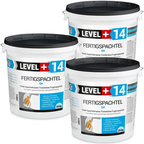 Fertigspachtel 75kg Q4 Fugenspachtel für Trockenbau - Mörtel, Putz, Zement & Gips - Leicht aufzutragen und ideal für glatte Oberflächen. Gebrauchsfertig, flexibel und schleifbar, perfekt für Wände und Decken.