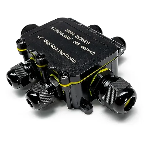 Grafner wasserdichte Abzweigdose, 6 Wege, IP68, 4-polig, Ø5-12mm, 0,5–2,5 mm², 24A 450V, Abzweigdose wasserdichte Anschlussdose staubdicht außen outdoor Verbindungsmuffe Garten Erdkabel Feuchtraum
