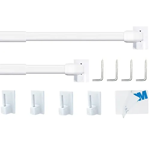 Stücks Vitragestangen, Gardinenstange Ausziehbar ohne Bohren, Gardinenstangen, für Store, Schrank, Fenster, Küche, DIY-Projekte(30-50CM,Weiß) 2
