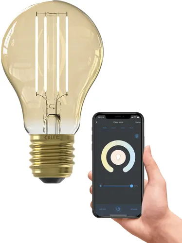Calex Smart LED Lampe, E27, A60, Gold Filament, warmweißes Licht, dimmbar, WLAN App- & Sprachsteuerung