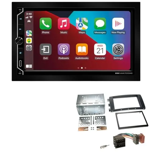 ESX VMX700DAB 2-DIN Autoradio kompatibel mit Wireless Apple CarPlay Android Auto Bluetooth DAB+ passend für Smart Forfour 2004-2006 schwarz