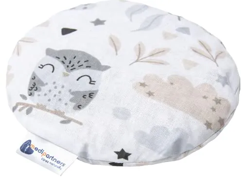 Medi Partners Kirschkernkissen Mikrowelle für Babys 180g rund 15cm Körnerkissen Wärmekissen 100% Baumwolle Öko Natur