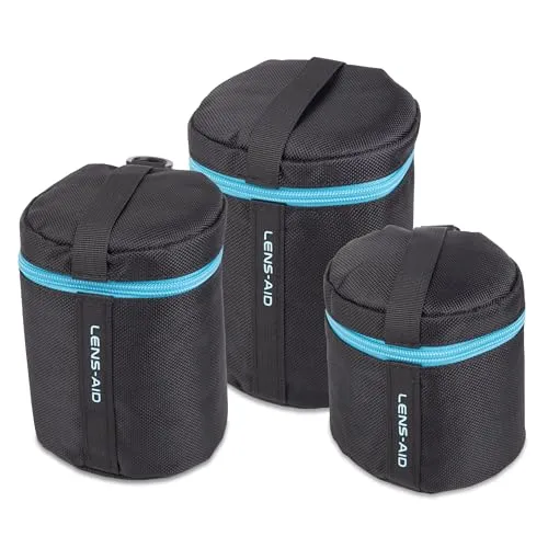 LENS-AID Objektivtasche dick gepolstert: Optimaler Schutz für dein Kamera-Objektiv - Objektivtasche mit 10mm Polsterung und wasserabweisendem Material. Ideal für die sichere Aufbewahrung deiner Kamera-Optik, passend für alle gängigen Marken.