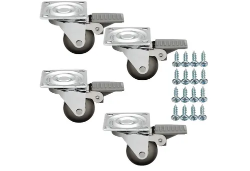 SO-TECH® Möbelrolle Lenkrollen Transportrollen KIEL Ø 35 mm inkl. Schrauben, (4-St), braun, mit Bremse (Feststeller), belastbar bis 25 kg pro Rolle