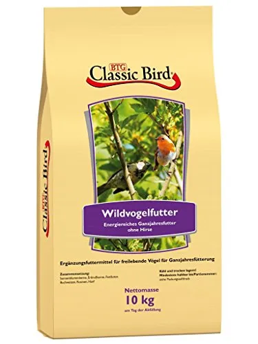 Classic Bird Wildvogelfutter ohne Hirse | 10kg - Vogelfutter für alle freilebenden Vögel, ideal für ganzjährige Fütterung und sorgt für gesunde Ernährung.