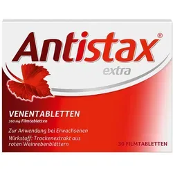 Antistax Extra Venentabletten 30 ST - Pflanzliches Arzneimittel bei Venenerkrankungen zur Linderung von Beschwerden wie Schmerzen und Schweregefühl in den Beinen. Ideal bei chronischer Veneninsuffizienz.