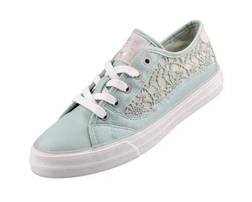 Mustang Damen Sneaker 1272-309 mit Häkelspitze, Größe: 36 EU, Farbe: Mintgrün - Modischer Sneaker für Damen mit floraler Häkelspitze und bequemer Passform, ideal für Freizeitaktivitäten und warme Tage.