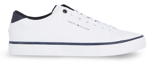 Tommy Hilfiger TH HI VULC CORE LOW LEATHER ESS Sneaker - Sneaker low, elegantes Design aus hochwertigem Leder mit atmungsaktiver Textil-Innenausstattung für maximalen Komfort und Stil im Alltag.
