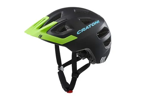Cratoni Maxster Pro Kinderhelm black-lime matt 46-51 cm - Fahrradhelm für Kinder mit einstellbarer Passform und integriertem Licht für optimale Sicherheit beim Straßenradsport.