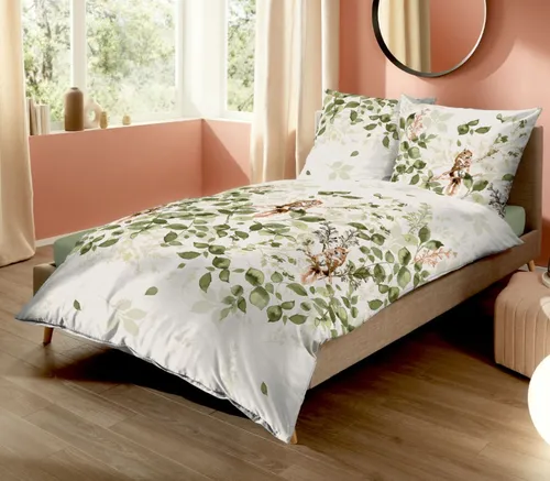 Kaeppel Bettwäsche Eichhörnchen Eichkätzchen 135 x 200 cm - Bettwäsche aus 100% Baumwolle in grün, mit Reißverschluss und pflegeleicht, ideal für gemütliche Nächte und ein stylisches Schlafzimmer.