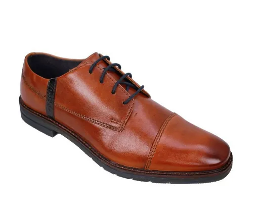 bugatti Herren Businessschuhe Cognac - Herren-Schnürhalbschuhe mit weit geschnittenem Design und bequemer Schnürsenkelausführung, ideal für Büro und Freizeit.