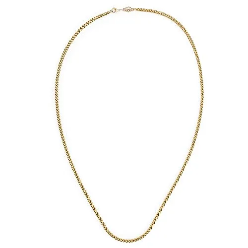Akitsune Franco Kette 60 cm lang | 3 mm breit | Halskette Frauen Herren Edelstahl Karabiner Wasserfeste Herrenhalskette - Gold