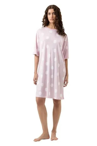 Mey Nachtwäsche Pretty Dots Damen Nachthemd Pink Parfait XXL (46) - Stylisches Nachthemd mit lockerem Schnitt, Rundhalsausschnitt und kurzen Ärmeln für angenehmen Tragekomfort in der Nacht.