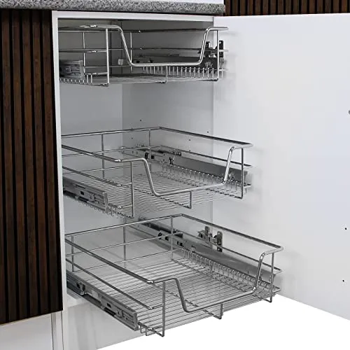 KuKoo Teleskopschublade 40cm - Organizer zum Herausziehen für Zuhause mit Soft-Close-Funktion und einer Tragkraft von 20 kg pro Korb für maximalen Stauraum und Ordnung in Ihren Küchenschränken.