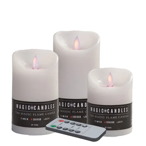 3er Set LED Echtwachskerzen mit Fernbedienung und Timer