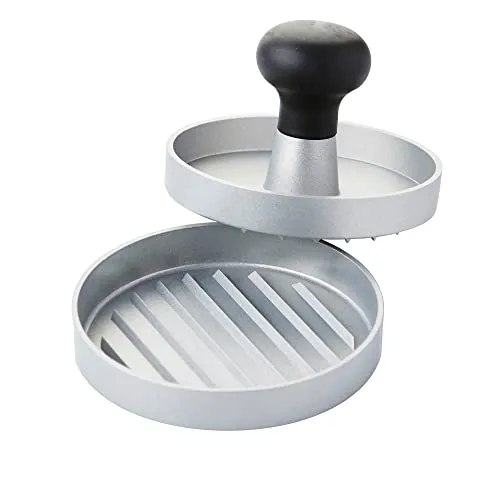 Barbecook Handliche Burgerpresse aus Aluminium Fuer schnelle und einfache Burger Patty auf dem Grill, Presse Fuer 2 Hamburger Patties ideale Groeße Fuer Broetchen, Durchmesser 11,5 cm