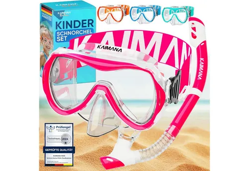 KAIMANA Tauchermaske SeaExplorer Schnorchelset Kinder inkl. Tragetasche, (Taucherbrille mit Schnorchel, Taucherbrille Kinder), Taucherbrille mit Stoffband/Silikonband