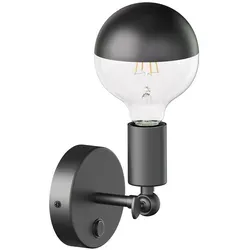 ledscom.de Vintage E27 Wand-Leuchte FETRO mit Schalter, schwarz, schwenkbar, inkl. E27 Lampe (warmweiß, 6,39W, 660lm)